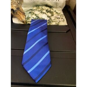 Men's 100% Silk Necktie LUXURY Tie Blue Striped